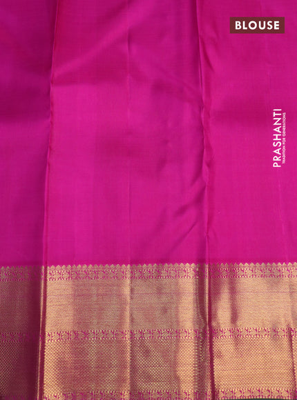 Pure kanchipuram silk saree purple and pink with allover small zari checks & buttas and zari woven border