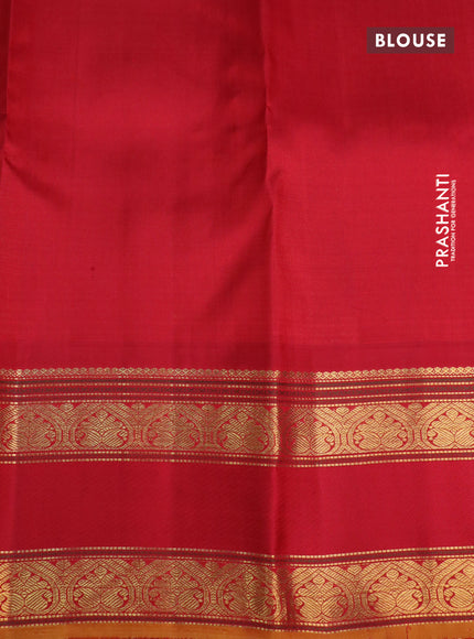 Pure kanchipuram silk saree royal blue with allover zari checks & buttas and ganga jamuna border