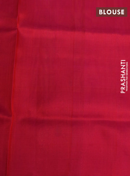 Pure uppada silk saree orange and pink with silver & gold zari woven buttas and zari woven floral butta border