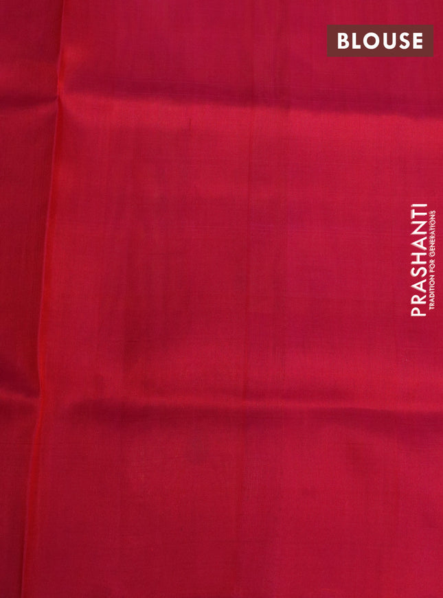 Pure uppada silk saree orange and pink with silver & gold zari woven buttas and zari woven floral butta border