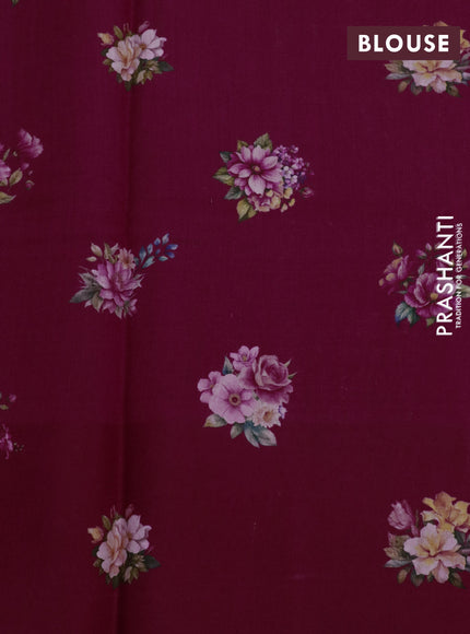Banarasi silk saree dark pink with allover zari woven brocade weaves and floral digital printed border