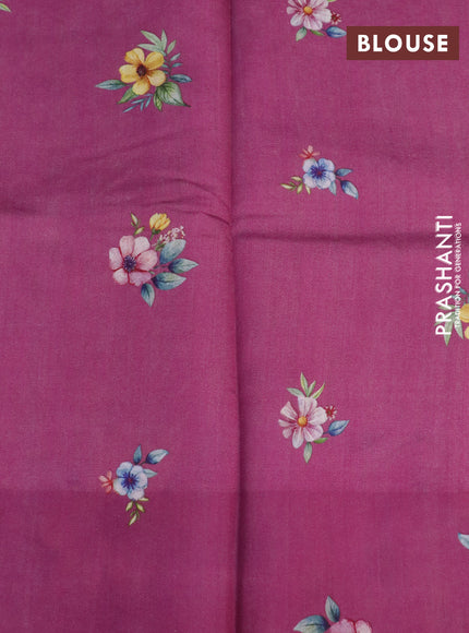 Banarasi silk saree magenta pink with allover zari woven brocade weaves and floral digital printed border
