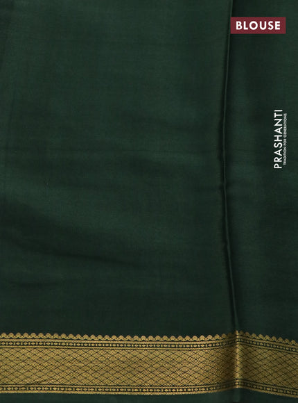 Pure mysore silk saree baby pink and bottle green with zari stripe weaves and long pichwai digital printed border