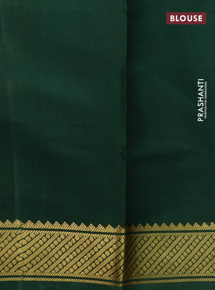 Pure mysore silk saree pastel gren and bottle green with zari stripe weaves and long kalamkari digital printed border