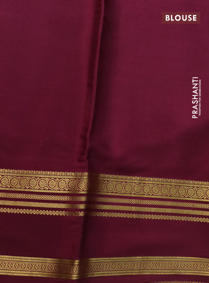 Pure mysore silk saree baby pink and wine shade with allover floral digital prints and rettapet zari woven border