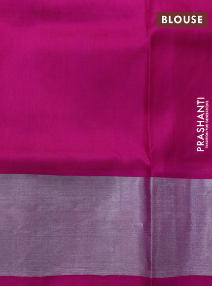 Venkatagiri silk saree dual shade of pinkish orange and pink with allover silver zari weaves and silver zari woven border