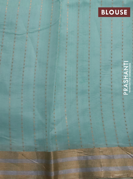 Banarasi katan silk saree teal green shade with thread & zari woven buttas and zari woven border