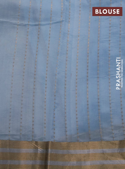 Banarasi katan silk saree light blue with thread & zari woven buttas and zari woven border