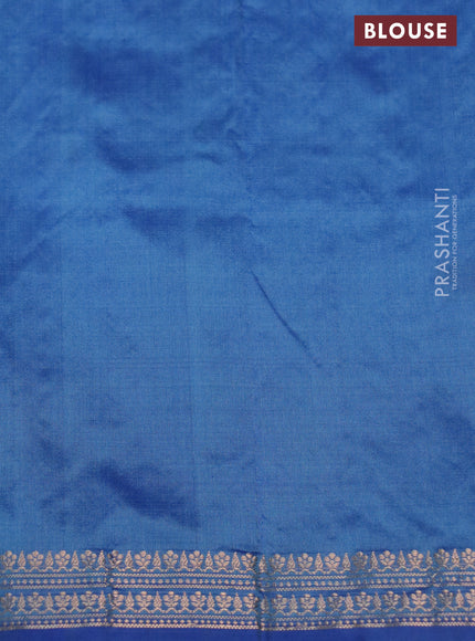 Banarasi katan silk saree blue shade with allover floral zari woven buttas and zari woven border