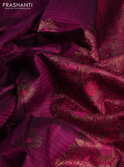 Banarasi handloom dupion silk saree magenta pink and red with woven buttas and woven border