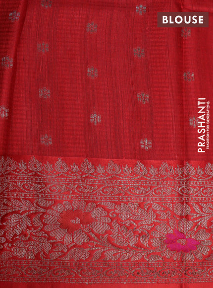Banarasi handloom dupion silk saree navy blue and red with woven buttas and woven border