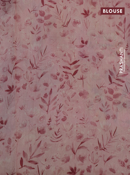 Pure banarasi organza silk saree light pink with floral prints & zari woven buttas and zari woven border