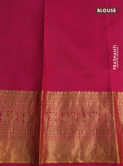 Pure kanchipuram silk saree pastel green and pink with allover pen kalamkari prints & zari buttas and zari woven border