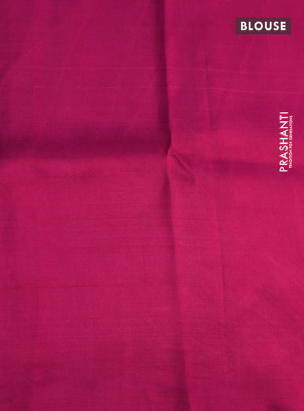 Pure kanchipuram silk saree teal shade and pink with allover pen kalamkari prints in borderless style