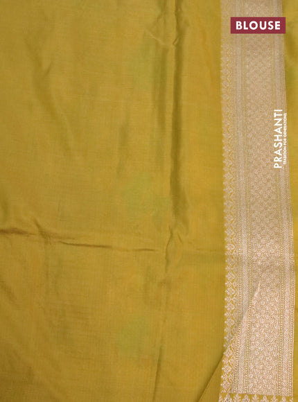 Banarasi uppada silk saree lime yellow with allover zari woven brocade weaves and zari woven border