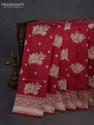 Banarasi uppada silk saree red with allover zari woven buttas and zari woven border