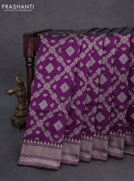 Banarasi uppada silk saree purple with allover zari woven brocade weaves and zari woven border