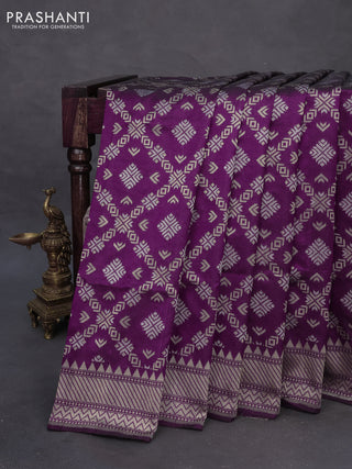 Banarasi uppada silk saree purple with allover zari woven brocade weaves and zari woven border