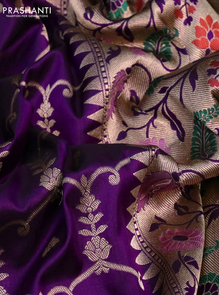 Banarasi uppada silk saree violet with allover zari weaves and rich zari woven border