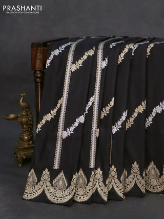 Banarasi uppada silk saree black with allover silver & zari weaves and zari woven border
