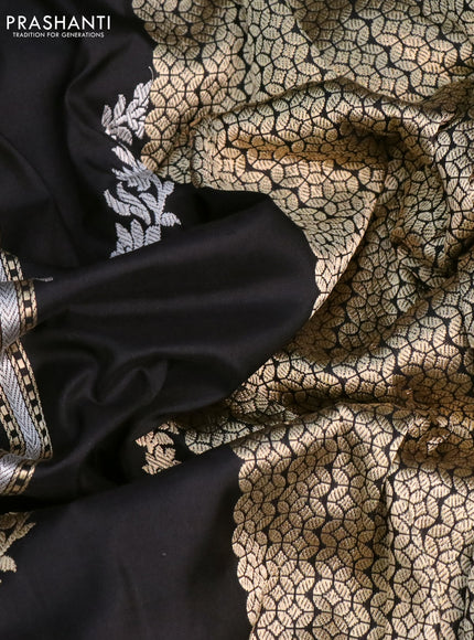 Banarasi uppada silk saree black with allover silver & zari weaves and zari woven border