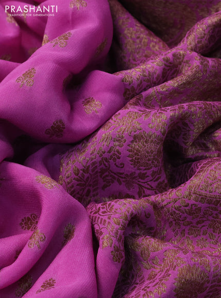 Banarasi semi crepe saree lotus pink with allover woven buttas and woven border