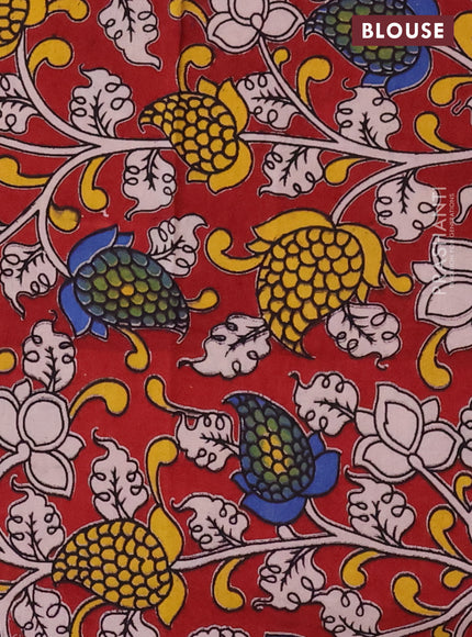 Chirala cotton saree navy blue and maroon with plain body and kalamkari blouse