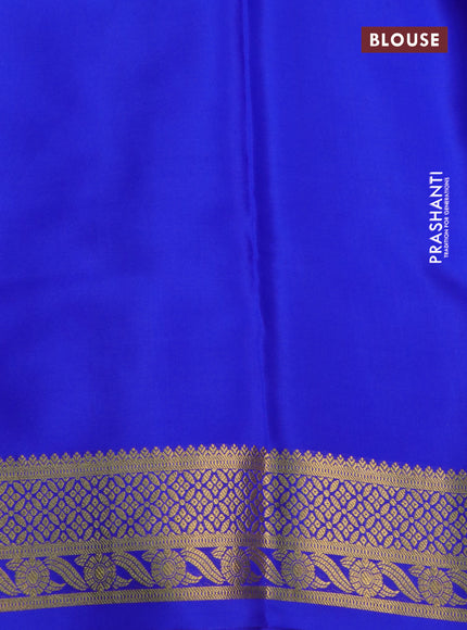 Pure mysore silk saree pastel green and blue red with plain body and rettapet zari woven border