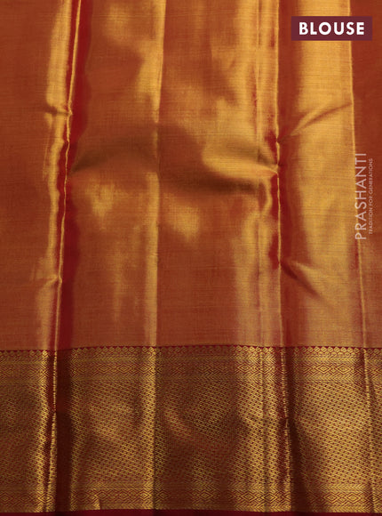 Pure kanchipuram tissue silk saree gold and maroon with allover zari woven brocade weaves and rich zari woven border