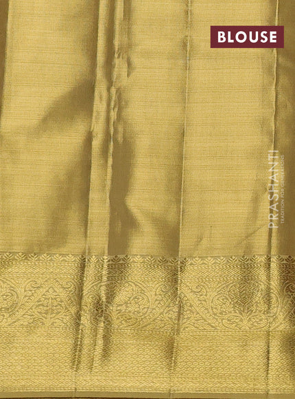 Pure kanchipuram tissue silk saree gold with allover zari woven paisley brocade weaves and rich zari woven border