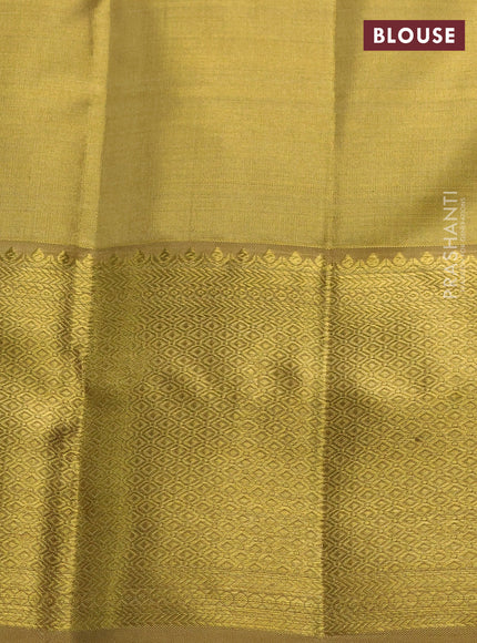 Pure kanchipuram tissue silk saree gold with allover zari woven brocade weaves and rich zari woven border