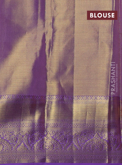 Pure kanchipuram tissue silk saree golden lavender and lavender with allover zari woven brocade weaves and rich zari woven border