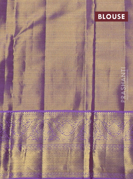 Pure kanchipuram tissue silk saree dual shade of lavender with allover zari woven brocade weaves and rich zari woven border