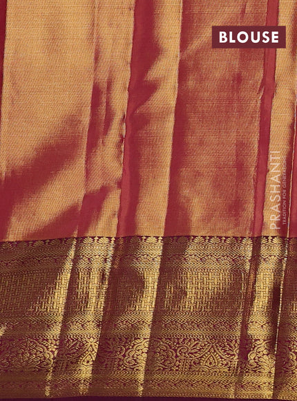 Pure kanchipuram tissue silk saree dual shade of pink and wine shade with allover zari woven floral brocade weaves and rich zari woven border