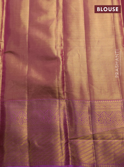 Pure kanchipuram tissue silk saree dual shade of mild lavender and lavender with allover zari woven brocade weaves and rich zari woven border