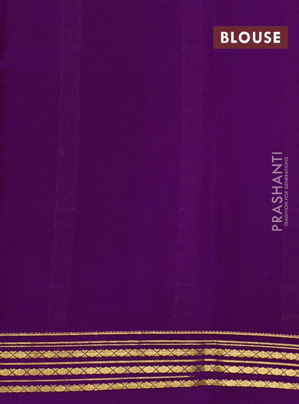 Pure mysore silk saree purple with plain body and zari woven border