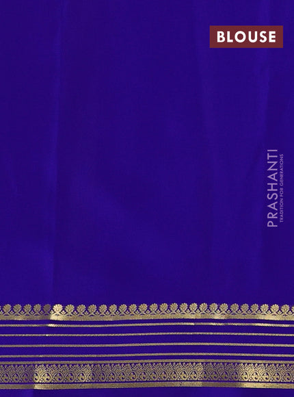 Pure mysore silk saree royal blue with plain body and zari woven border