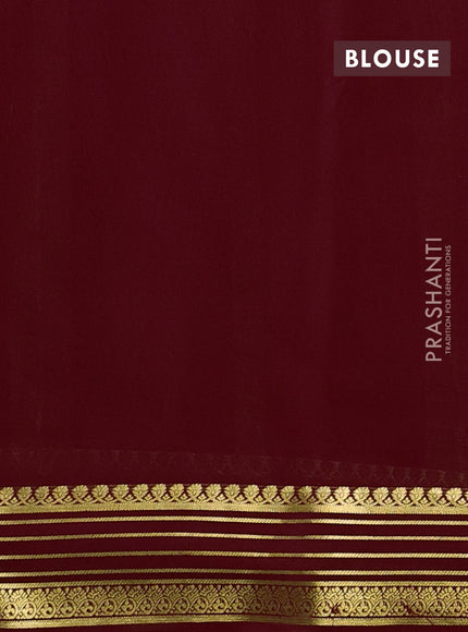Pure mysore silk saree deep maroon with plain body and zari woven border