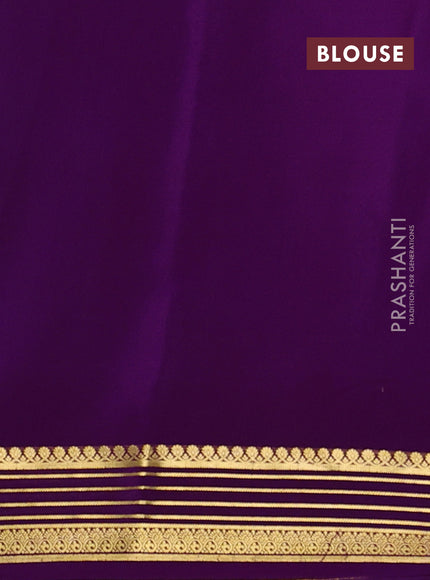 Pure mysore silk saree purple with plain body and zari woven border