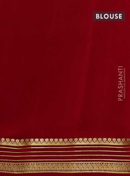 Pure mysore silk saree red with plain body and zari woven border