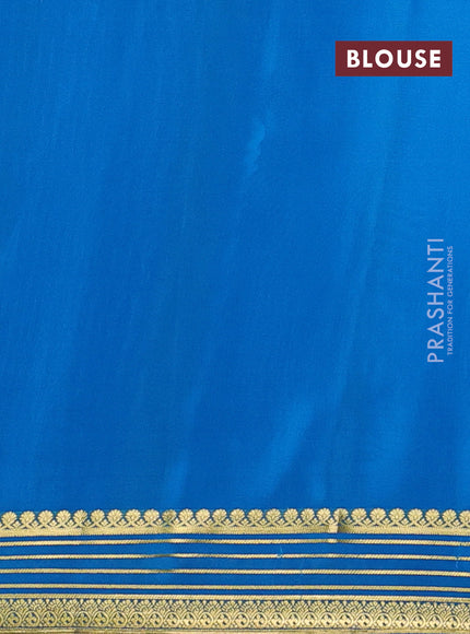 Pure mysore silk saree cs blue with plain body and zari woven border