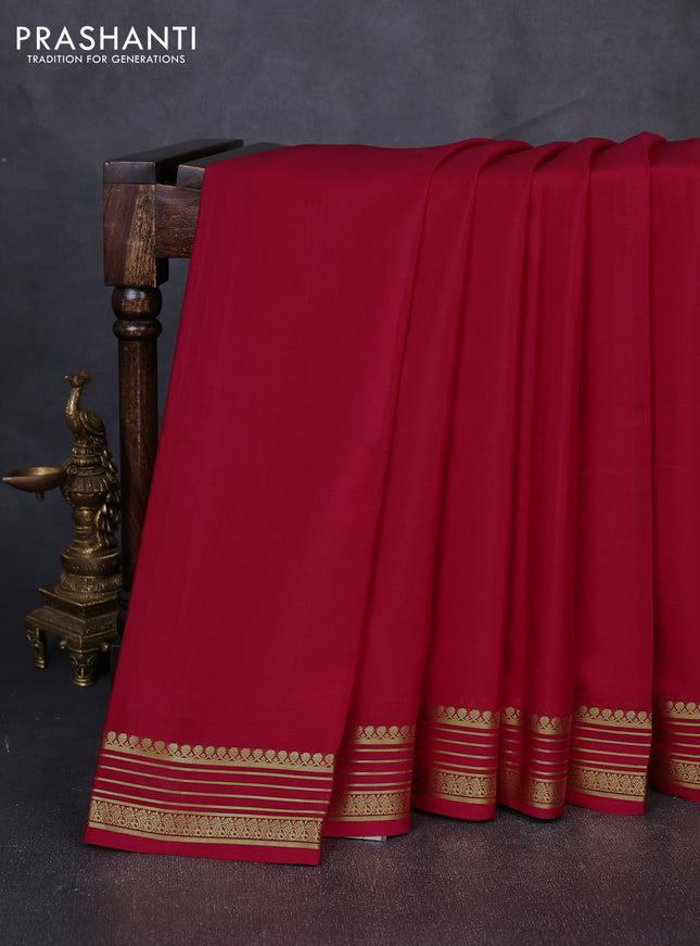 Pure mysore silk saree pink with plain body and zari woven border