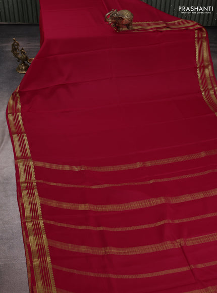 Pure mysore silk saree pink with plain body and zari woven border