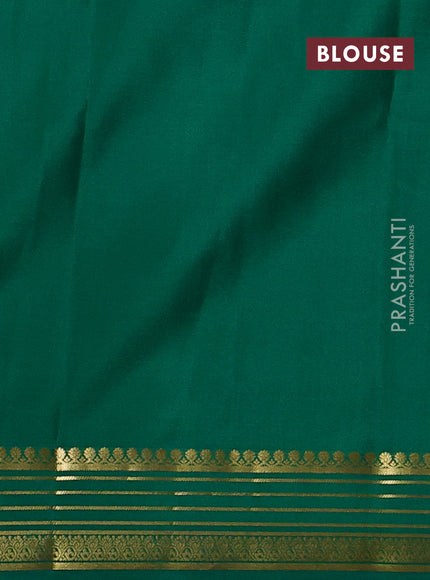 Pure mysore silk saree green with plain body and zari woven border