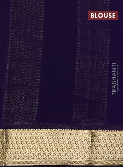 Pure mysore silk saree lavender and violet with allover zari stripe pattern and zari woven border