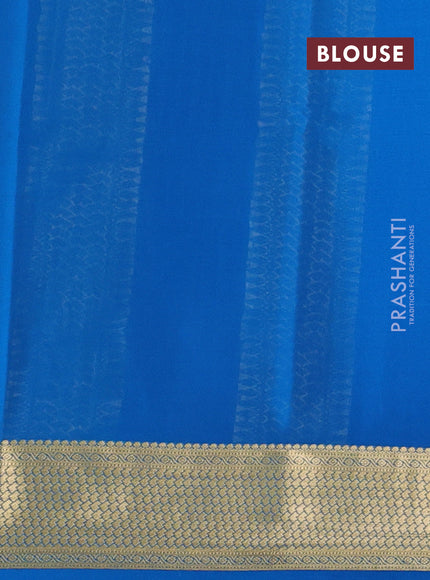 Pure mysore silk saree royal blue and cs blue with allover zari stripe pattern and zari woven border