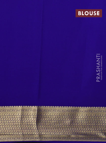 Pure mysore silk saree light green and royal blue with allover zari stripe pattern and zari woven border