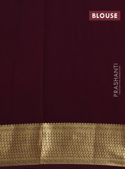 Pure mysore silk saree pastel pink and deep wine with allover zari stripe pattern and zari woven border