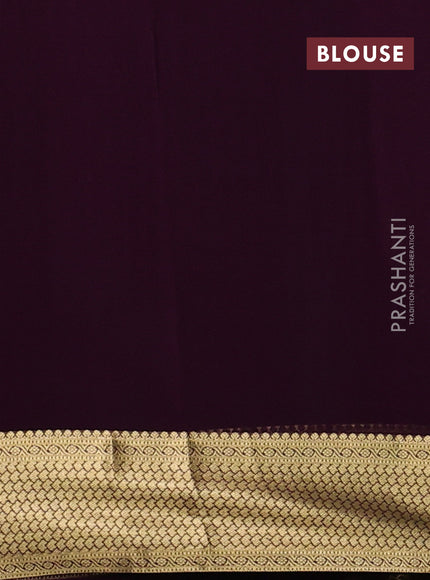 Pure mysore silk saree teal green and wine shade with allover zari stripe pattern and zari woven border