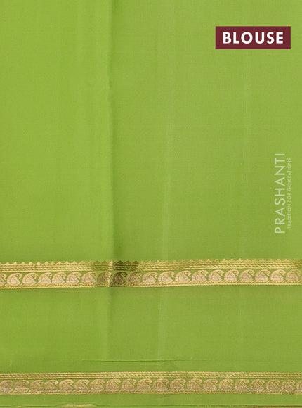 Pure mysore silk saree lime green with plain body and rettapet zari woven border